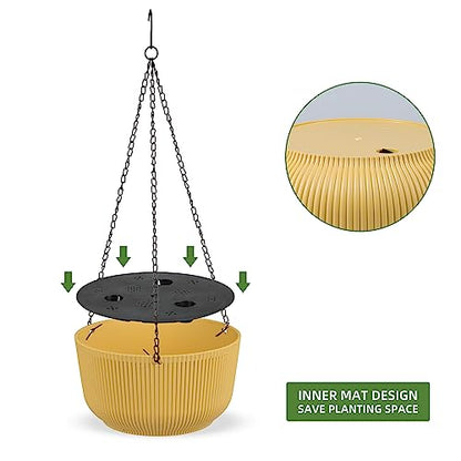 Dexceder 11.2 Inch Self Watering Hanging Planter (2 Pack, Yellow) - color: Yellow, size: 11.2 inch