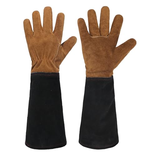 HANDLANDY Rose Pruning Gloves for Men Women, Thorn Proof Gardening Gloves - color: Caramel Brown, size: Large (Pack of 1)