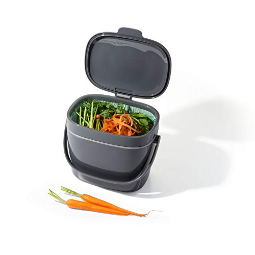 OXO Good Grips Easy-Clean Compost Bin, Charcoal, 1.75 Gal/6.62 L - color: Charcoal, size: 1.75 Gallon