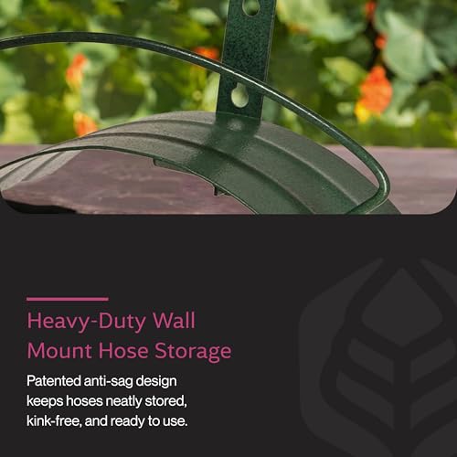 Yard Butler Heavy Duty Wall-Mounted Hose Hanger - Classic Design, Green - color: Weathered Green, size: 5/8"