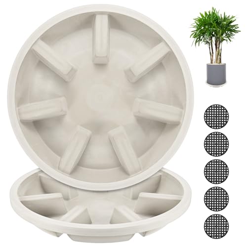 M METERXITY 2-Pack Plant Saucer, 10.04 Inch/25.5 cm Plastic Plant Trays Thicker for Pots/Indoor/Outdoor/Water Drainage and Protection, Flowerpot Drip Tray [Mocha] - color: Mocha
