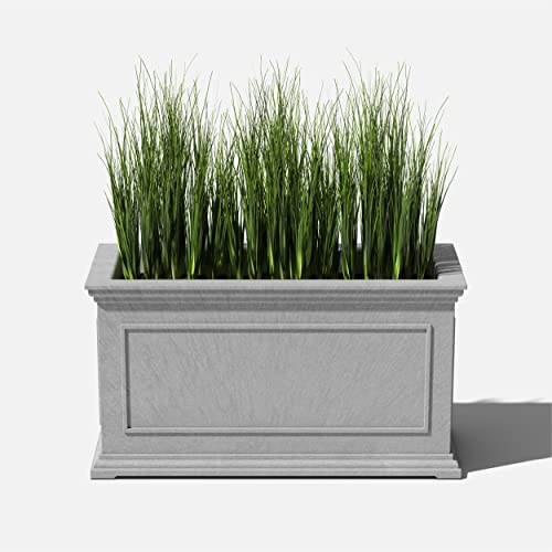 Veradek Brixton Series Large Plastic Planter - Gray, Outdoor, All-Weather Resistant, Dimensions 17.5"H x 16"W x 32"L, Classic Estate Design for Flowers, Trees, Shrubs - color: Gray