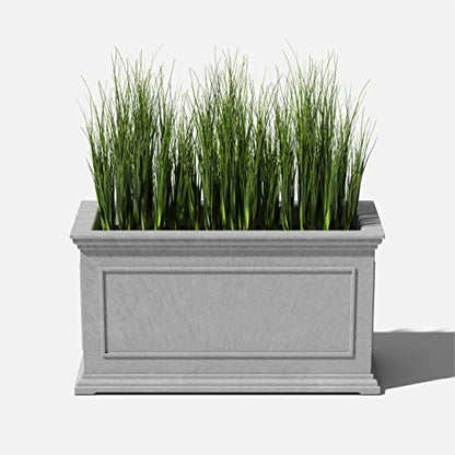Veradek Brixton Series Large Plastic Planter - Gray, Outdoor, All-Weather Resistant, Dimensions 17.5"H x 16"W x 32"L, Classic Estate Design for Flowers, Trees, Shrubs - color: Gray