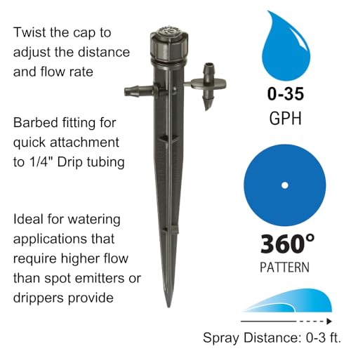 Rain Bird MUF-SPK4S Drip Stake, Full Circle, 4-Pack - size: 4-Pack, style: Umbrella on Stake