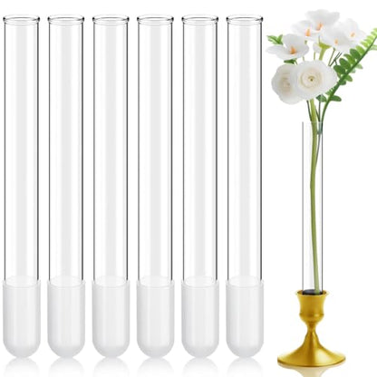 6 Pack 7.9" Glass Bud Vase Taper Candle Holder - size: 7.9"