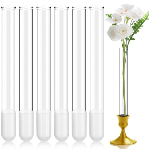 6 Pack 7.9" Glass Bud Vase Taper Candle Holder - size: 7.9"
