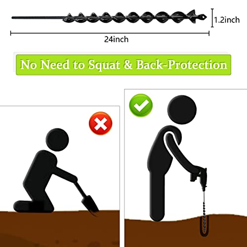 TCBWFY Auger Drill Bit for Planting 1.6x16.5inch Extended Length Garden Auger Spiral Drill Bit,TCBWFY 24 Inch Auger Drill Bit for Planting - 1.2"x24" Long Handle Easy Planter Garden Auger