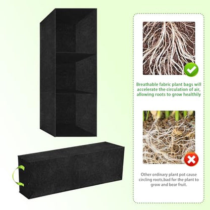 2 Pcs Plant Grow Bags with 3-Grids Breathable Fabric Garden Bed Planter - size: 90x30x20cm-2 Pack