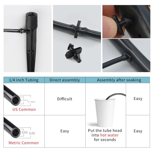 PineHaven 30 Pcs Drip Irrigation Emitters, Adjustable 0-20 GPH Drippers with Stake, 360 Degree Micro Sprinkler Heads for 1/4 Inch Tubing, Garden Lawn Flower Bed Watering System, Easy Installation ﻿