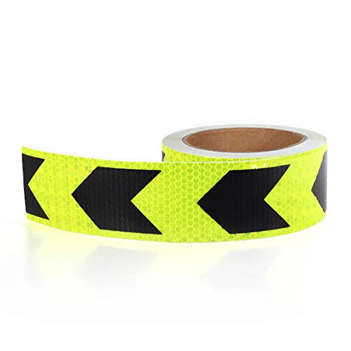 AISEY Reflective Tape Outdoor Waterproof, Conspicuity Tape, Visibility Hazard Caution Adhesive Tape Safety Signs 2 inch by 30 Feet, Safety Warning Tape Fluorescent Yellow Black Indoor/Outdoor - style: Yellow/Black
