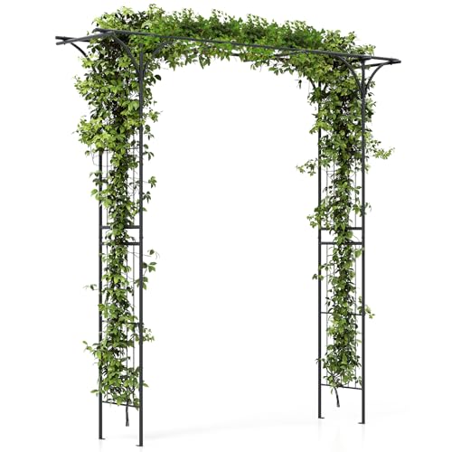 SAFSTAR 81-Inch Garden Arch, Metal Arbor Archway for Climbing Plants, Decorative Lawn Arbor, Heavy-Duty Arch Trellis for Climbing Plants Outdoor Wedding Ceremony Party Backyard - size: 81"L x 20.5"W x 81"H