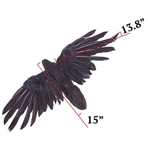 Etistta 2-Pack Realistic Crows Lifesize Extra Large Handmade Black Feathered Crow for Halloween Decorations Birds, XL (15 inch+15 inch) - size: XL (15in+15in)