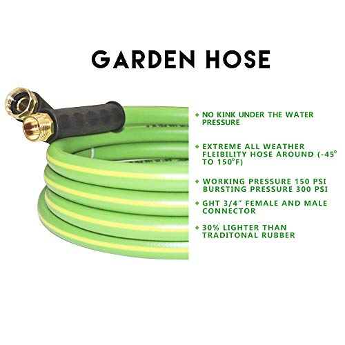 HQMPC Garden Hose 5/8" IDx10 Feet Hose No Kink Water Hose Heavy Duty Flexible Hose (10 Feet) - size: 10 Feet
