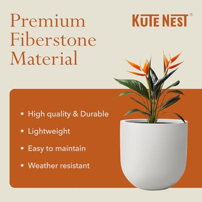 KUTE NEST 12" Premium Arco Fiberstone Patio Planter - Light Gray - color: Light French Gray, size: 12"H x 12"D