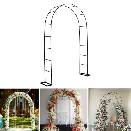 Black Metal Garden Arbor,7.9Ft H x4.6Ft W,Easy Assembly Arch for Climbing Plants & Wedding Decor - color: Black - Garden Arch 002