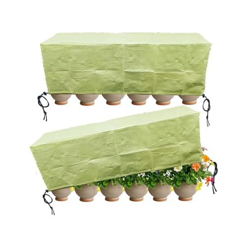 EJW Planter Cover, Plant Covers Freeze Protection,2 Pack 59.2"*17.7"x15.7" Planter Covers for Winter, Frost Cloths for Outdoor Plants, Raised Bed Covers for Winter. - size: 2PCS-59.2*17.7*15.7(inch)