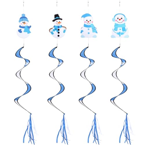 Beeveer 4 Pcs 51" Snowman Wind Socks Winter Outdoor Nylon Windsock - style: Sonwman