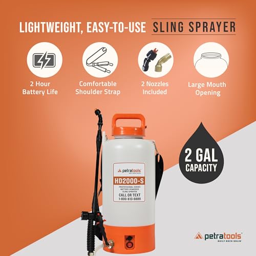 PetraTools HD2000-S 2 Gallon Battery Powered Garden Sprayer, 2 Hour Runtime - size: 2 Gallon Standard