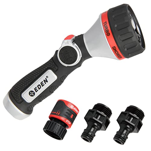 Eden Metal Straight 6-Pattern Hose Nozzle: Thumb Operated, Cyclonic Turbo - style: Straight Thumb Control
