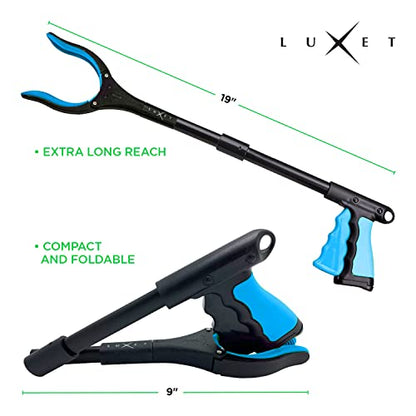 Grabber Tool 19" Aluminum Magnetic Claw, Rotating Lightweight Foldable Reacher Grabber Pickup Tool, Gripper Grabbers for Elderly Grab it Reaching Tool Trash Picker Grabber, Blue, By Luxet - color: Blue