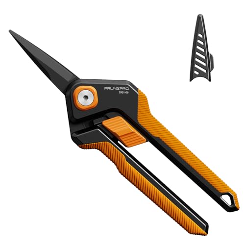 PrunePro Garden Scissors Pruning Shears Sharp Stainless Steel Non-Stick Teflon Coating Blade for Precise Cuts Garden Snip Bonsai Clippers for Plants Rose Flower Orange 1 Pack - color: Orange
