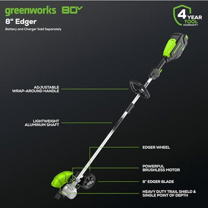 Greenworks 80V 8 in Cordless Electric Lawn Edger, Tool Only - size: 8" Edger New