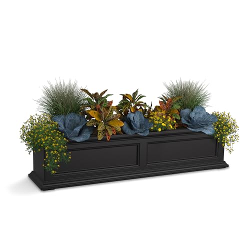 Mayne Fairfield 48in Self-Watering Rectangular Window Box Planter, Black - color: Black, size: 48in
