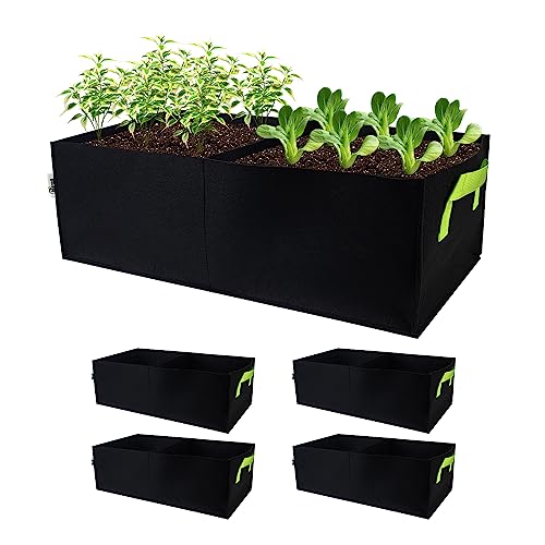 Plant Grow Bags, 5 Pack Fabric Raised Planting Bads, 2 Holes Rectangle Grow Bag, 10 Gallon Breathable Potato Tomato Planter Pots for Outdoor Vegetables Plant Flowers (Black) - color: Black 5 Pack 10 Gallon