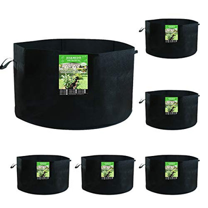 JES&MEDIS 6-Pack 45 Gallon Plant Grow Bags Thick Aeration Non Woven Fabric Flower Vegetable Pots with Handles Garden Container Black (45 Gallon_6 Pack) - size: 45Gallon_6Pack