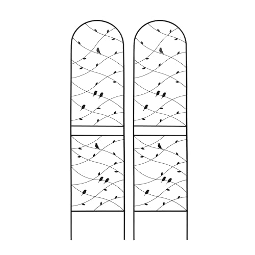 Garden Trellis for Climbing Plants Outdoor, 2-Pack 86" Metal Rustproof - color: Bird-2pacs-Black, size: 86×19.7"