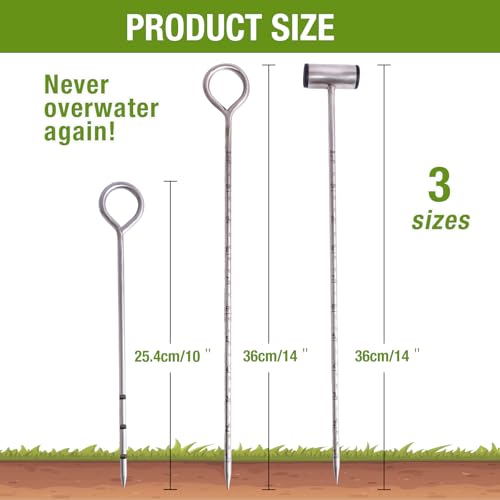 Soil Probe 14 Inches Moisture Meter for Plants, T-Handle Soil Moisture Sampler with Dual Scale Markings, House Plant Water Monitor No Batteries Required