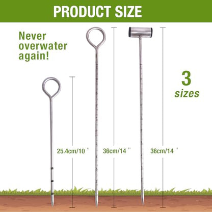 Soil Probe 14 Inches Moisture Meter for Plants, T-Handle Soil Moisture Sampler with Dual Scale Markings, House Plant Water Monitor No Batteries Required