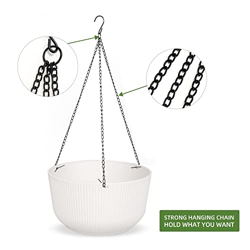 Dexceder 9.8 Inch Self Watering Hanging Planter (2 Pack, White) - color: White, size: 9.8 inch