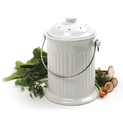 Norpro, White , 1 Gallon Ceramic Compost Keeper, One Size - color: White