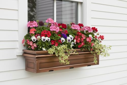 H Potter 36" Copper Finish Window Box Planter with Iron Brackets