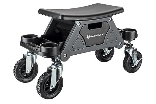 Powerbuilt Big Wheel Rolling Seat, Off-Road Series, Locked in Tool Trays, Heavy-Duty Wheels for Gravel and Rocks - Grey 642965ECE - size: Big Wheel