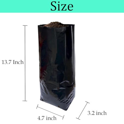 gardtree 100 Pcs Tall Plant Nursery Bags 4.7" x 13.7", Deep Root Plastic Plant Grow Bags Thicken Tree Seedling Pots for Vegetables, Flower, Fruit, Citrus, Nut Trees, Taproot Saplings - size: 4.7"x13.7"/100PCS