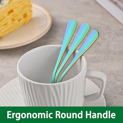 DEHOV 5.5 Inch Colorful Rainbow Coffee & Tea & Demitasse Spoons Set of 8 - color: Rainbow