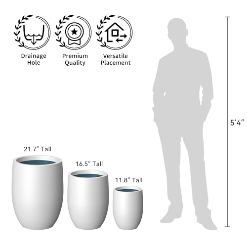 Kante Accent Round Curved White Concrete Planter 12.6" Dia, Outdoor - color: White, size: 16.5 Inch Tall