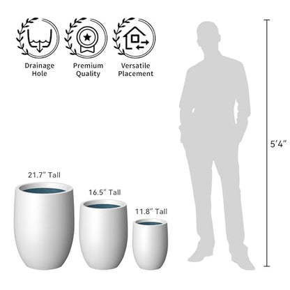 Kante Accent Round Curved White Concrete Planter 12.6" Dia, Outdoor - color: White, size: 16.5 Inch Tall