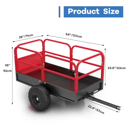 Garvee Heavy Duty Dump Trailer Cart for Lawn Tractor & ATV, 1700 Lbs Capacity 17 Cubic Feet with Removable Sides, Pull Behind Utility Garden Trailer for Yard Work - size: Style A