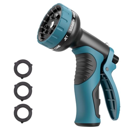 Besiter Garden Water Hose Nozzle, Water Spray Nozzle with 10 Spray Modes Suitable for Watering Plants, Iawns and Gardens, Car Washing, Cleaning, Showering Pets and Outdoor Fun, Blue - color: Blue