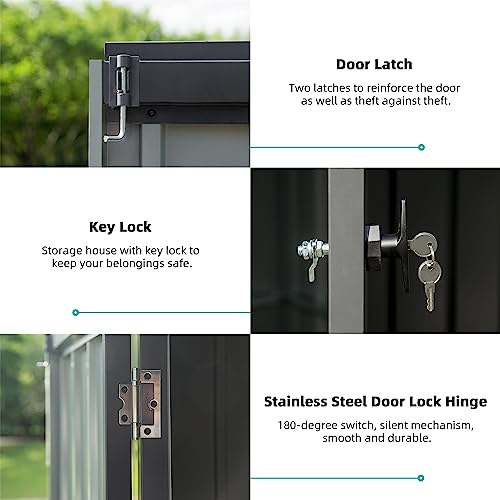 Patio Storage Outdoor Storage Shed - color: Dark Gray - 79.06 X 50.83 X 72.40 Inch
