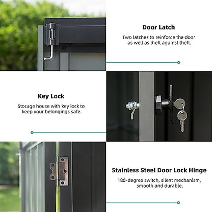 Patio Storage Outdoor Storage Shed - color: Dark Gray - 79.06 X 50.83 X 72.40 Inch