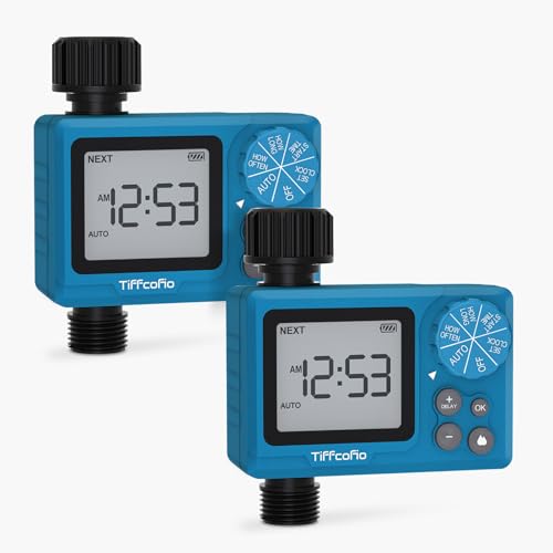 TiFFCOFiO Sprinkler Timer Outdoor, Digital Pogrammable for Garden Hose, Irrigrtion Timer with Rain Delay and Manual Mode - size: Standard, 2 Packs