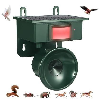 2026 Upgraded Ultrasonic Bird Repeller Solar Powered Outdoor Motion Activated Bird Pigeon Deterrents for Outside IP65 Woodpecker Goose Repellent Devices for Rooftops Porch Patio Balconies