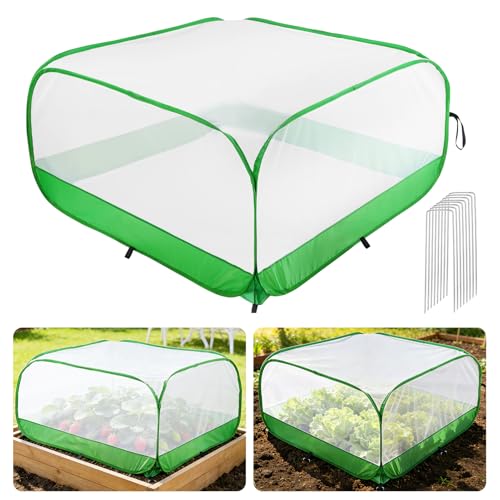 Pop Up Garden Netting for Square Raised Beds, 3.3'L x 3.3'W x 1.65'H
