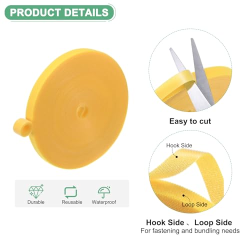 M METERXITY 1-Roll Garden Plant Tape, 33 ft x 0.4 in Garden Hook and Loop Plant Ties Multi-Purpose Use Adjustable and Reusable Twist Wire Tape for Plants/Flowers/Vines [Yellow] - color: Yellow, size: 33 ft x 0.4 in