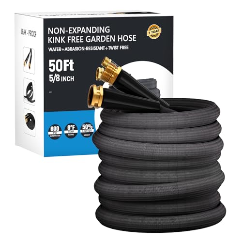 50 FT Garden Hose, Non-Expanding Water Hose, Ultra Flexible, Burst-Resistant, Kink-Free, High-Pressure Garden Hose for Easy All-Weather Use on Lawns, Gardens, and Outdoor Cleaning - size: 50ft