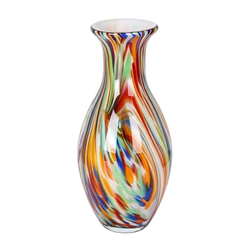 Hand Blown Glass Art Vase Tall Decorative Flower Vase for Home Decor(Color) - color: Colour